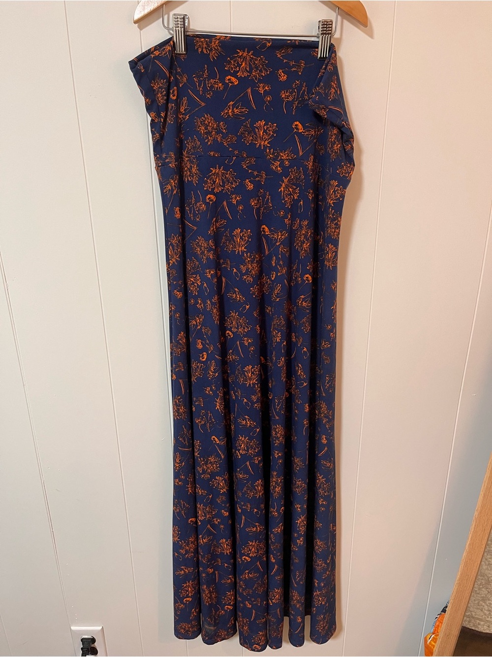 Navy Blue/Rust Floral LulaRoe Maxi Skirt